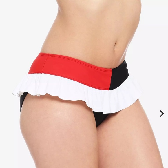 DC Comics Harley Quinn Licensed Bikini Ruffled Swim Bottom Black White Red Small - Picture 4 of 9